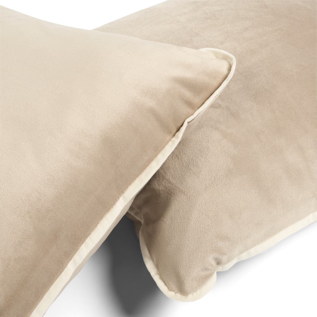 OHS 4 Pack Matte Velvet Piped Edge Cushion Covers - Mink>