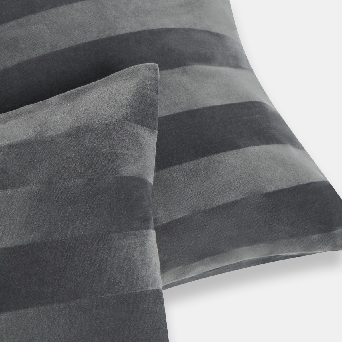 OHS Stripe Velvet Cushion Covers - Charcoal>