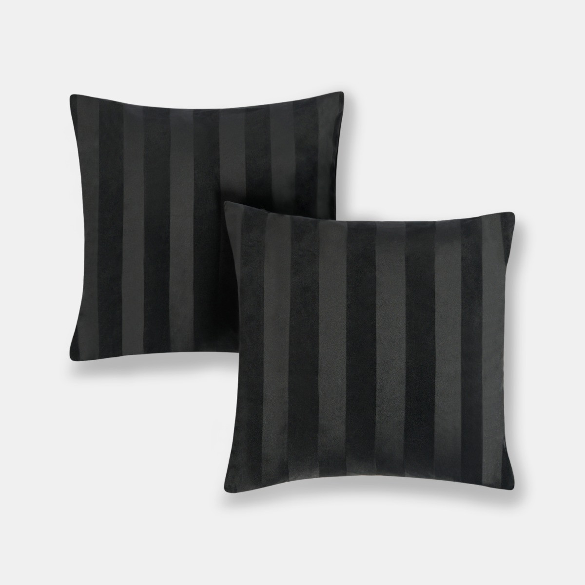 OHS 4 Pack Stripe Velvet Cushion Covers - Black>