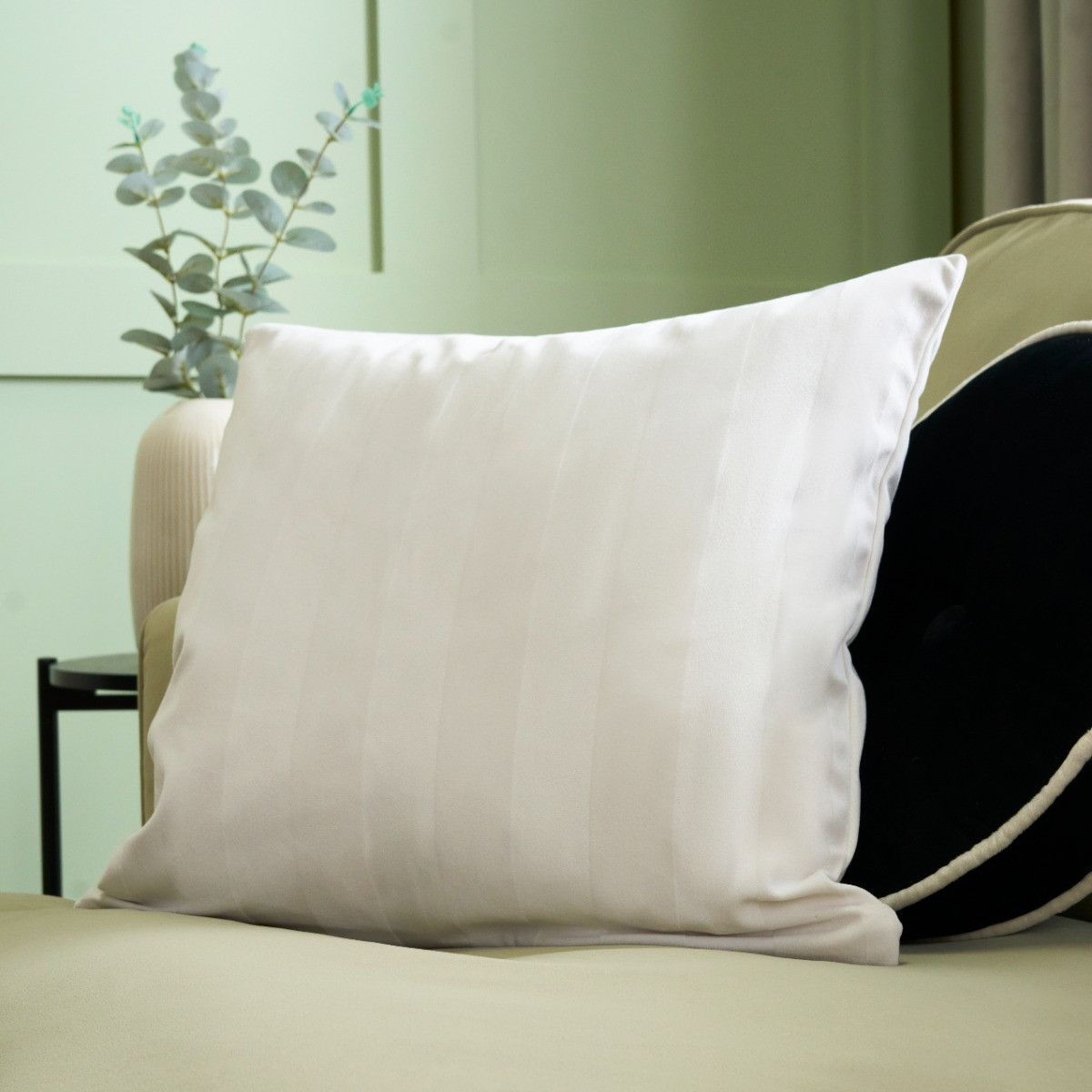 OHS Stripe Velvet Cushion Covers - Cream>
