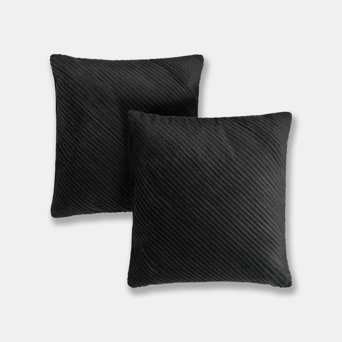 OHS Pleated Velvet Cushion Covers - Black>