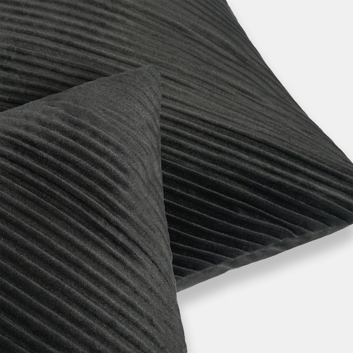OHS Pleated Velvet Cushion Covers - Black>