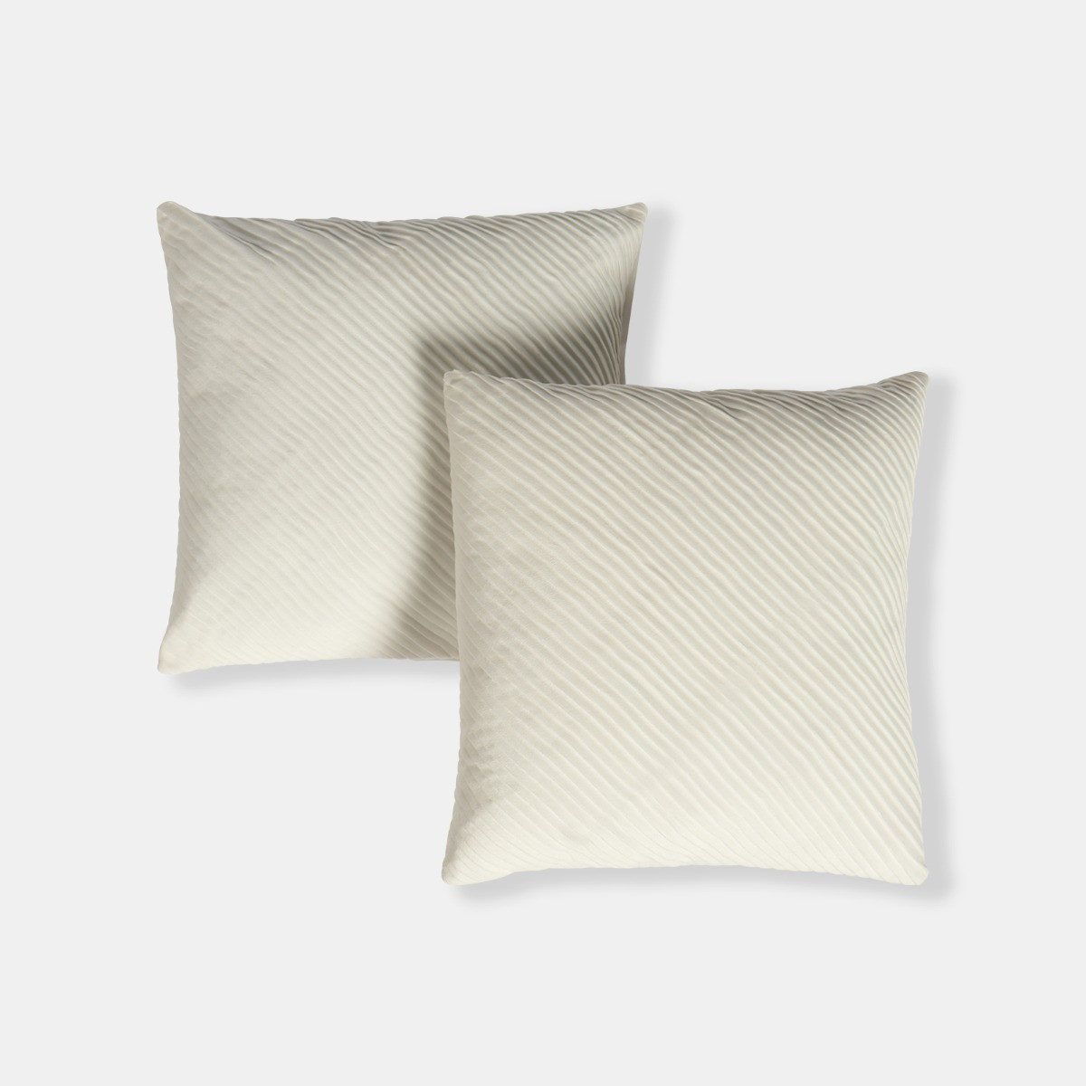 OHS 2 Pack Pleated Velvet Cushion Covers, Cream - 45 x 45cm>
