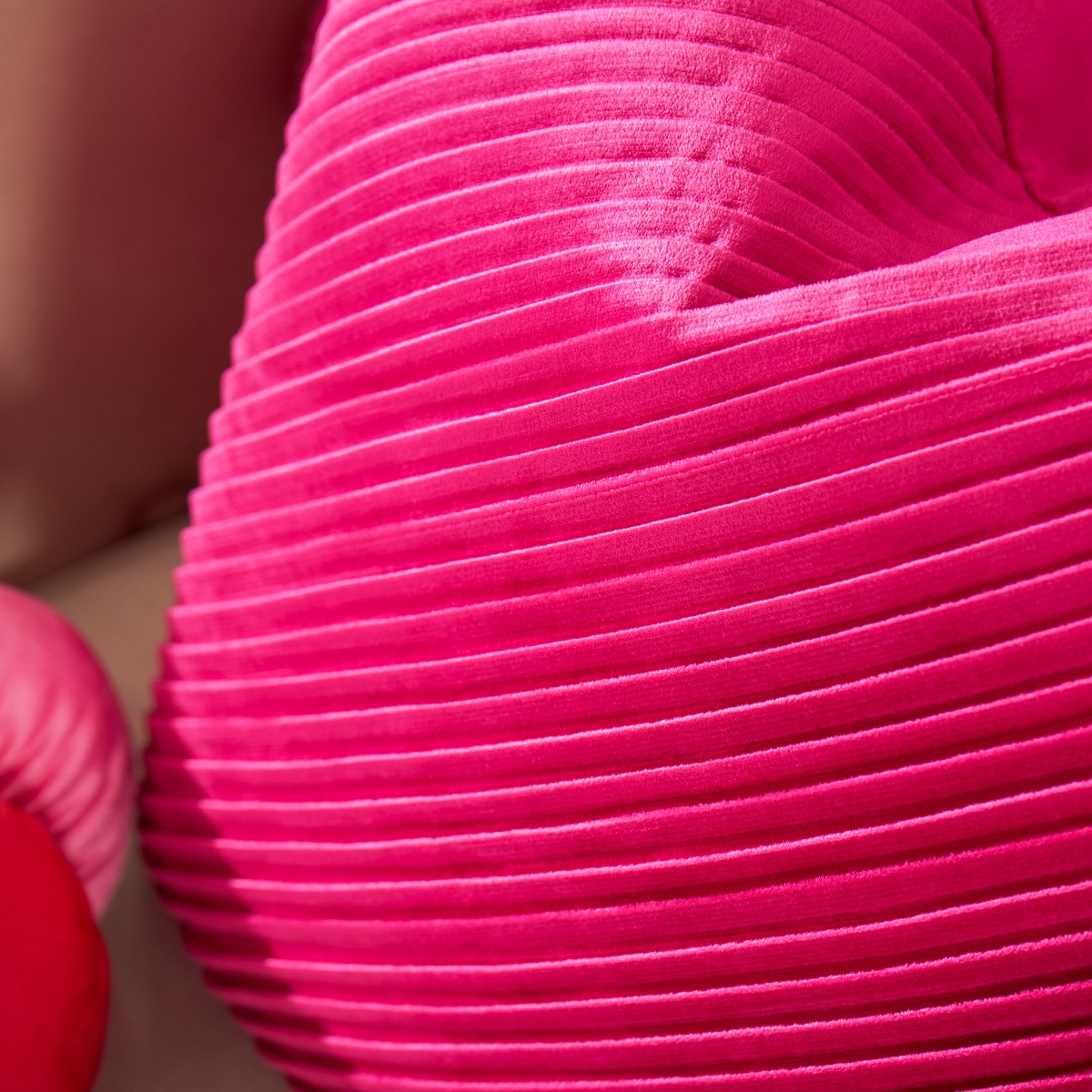 OHS 2 Pack Pleated Velvet Cushion Covers, Hot Pink - 45 x 45cm>