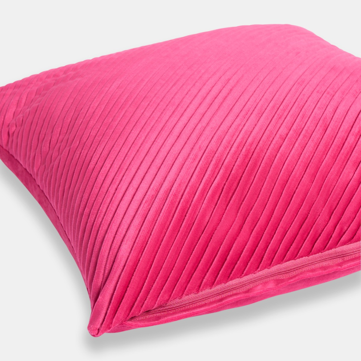 OHS 2 Pack Pleated Velvet Cushion Covers, Hot Pink - 45 x 45cm>