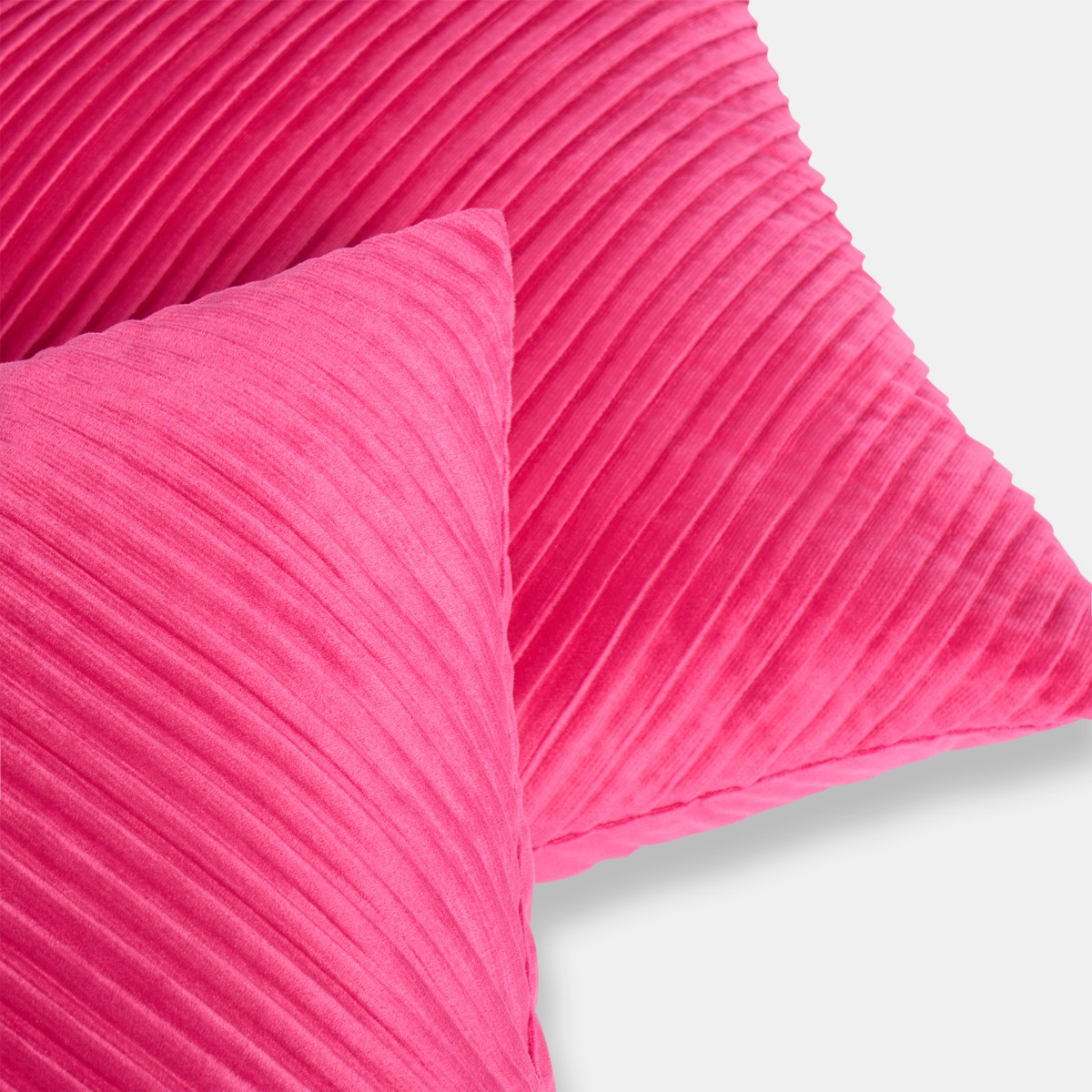 OHS 2 Pack Pleated Velvet Cushion Covers, Hot Pink - 45 x 45cm>