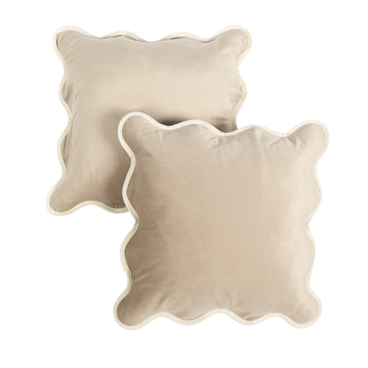 OHS Matte Velvet Scallop Edge Cushion Covers - Natural/Cream>