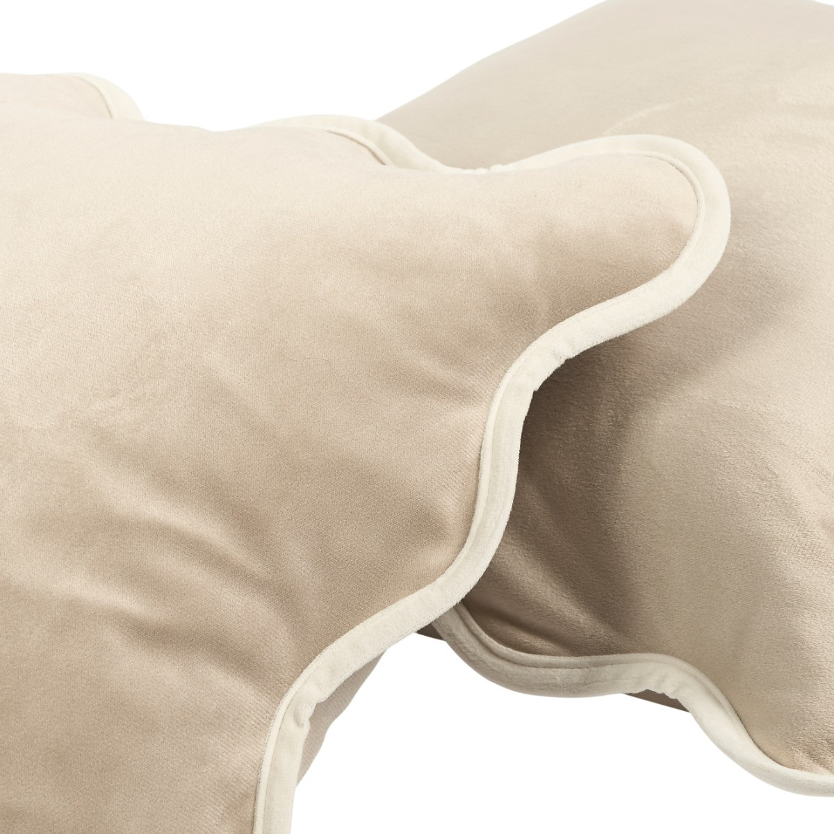 OHS 4 Pack Matte Velvet Scallop Edge Cushion Covers - Natural/Cream>