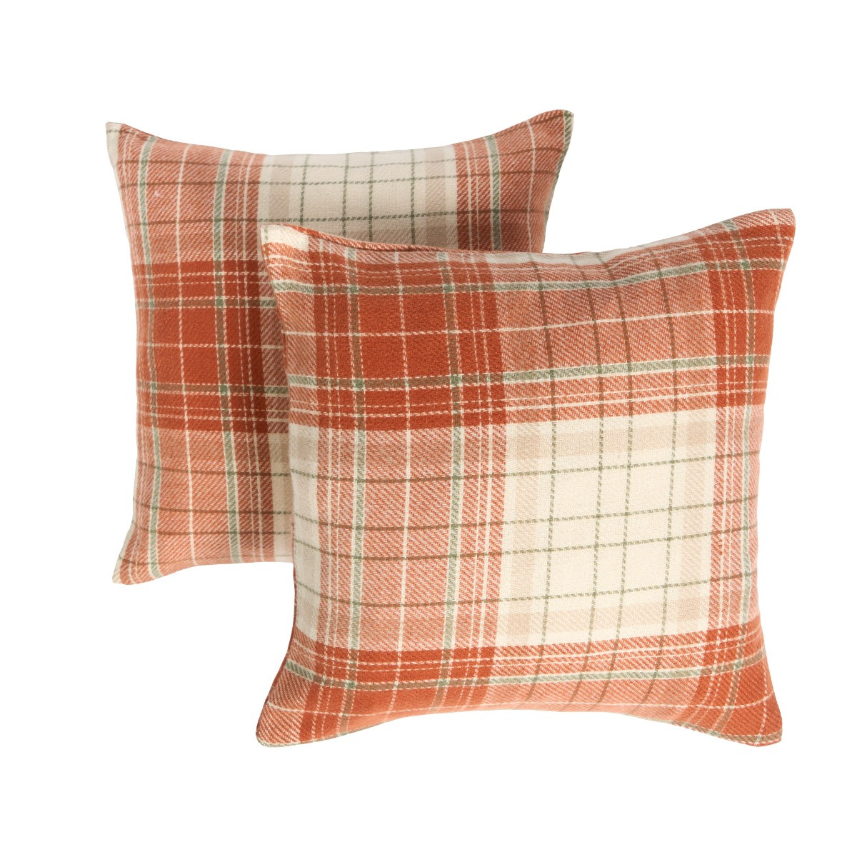 OHS Woven Check Cushion Covers with Cushion - Rust>
