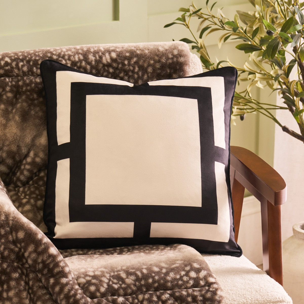 OHS Square Print Cushion Covers, Monochrome - 45 x 45cm>