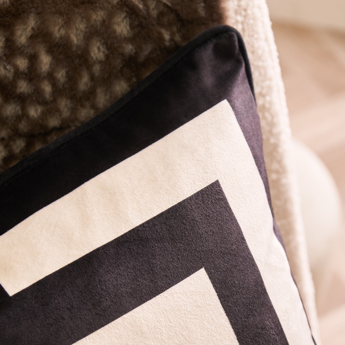 OHS Square Print Cushion Covers, Monochrome - 45 x 45cm>