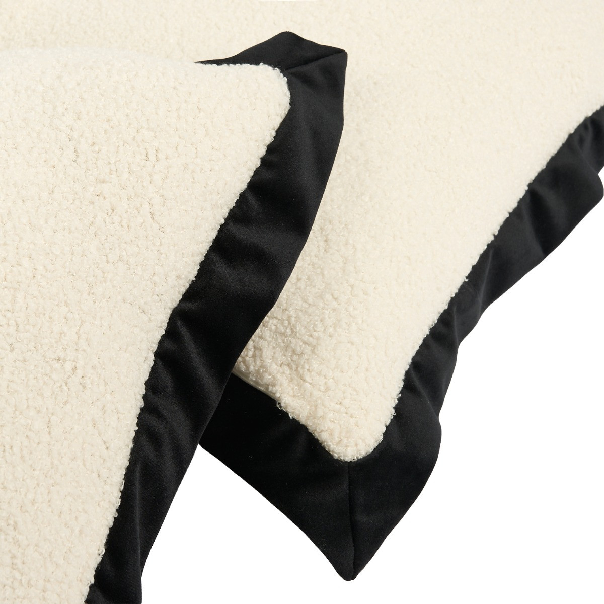 OHS 2 Pack Oxford Boucle Cushion Cover, White/ Black - 45 x 45cm>
