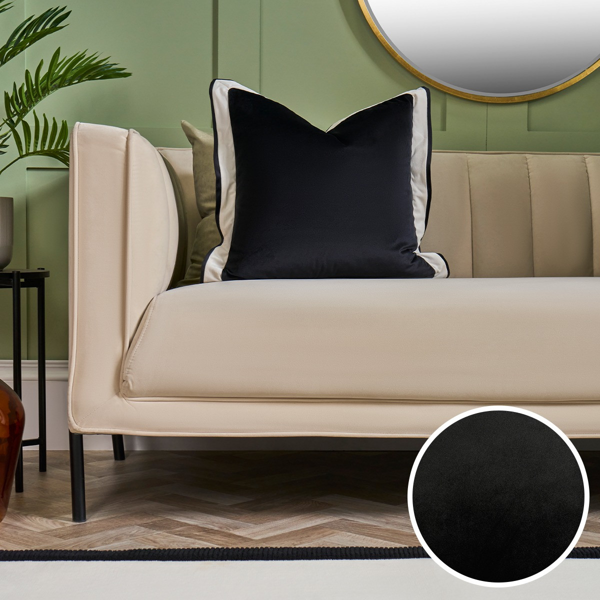 OHS Oxford Edge Cushion Cover - Black/ White>