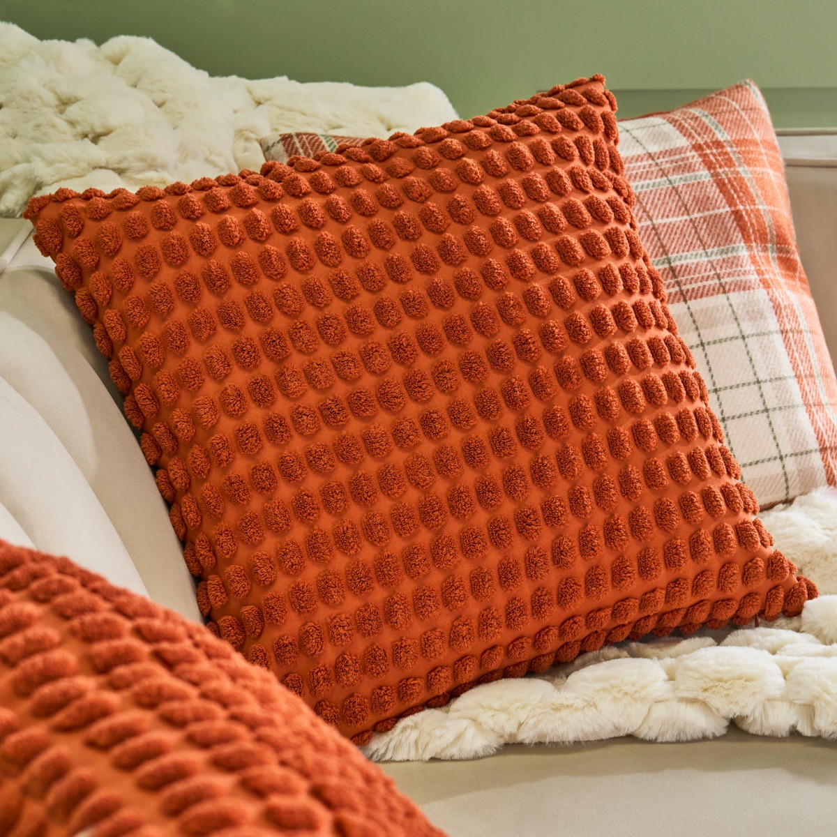 OHS Bobble Textured Cushion Covers - Rust>