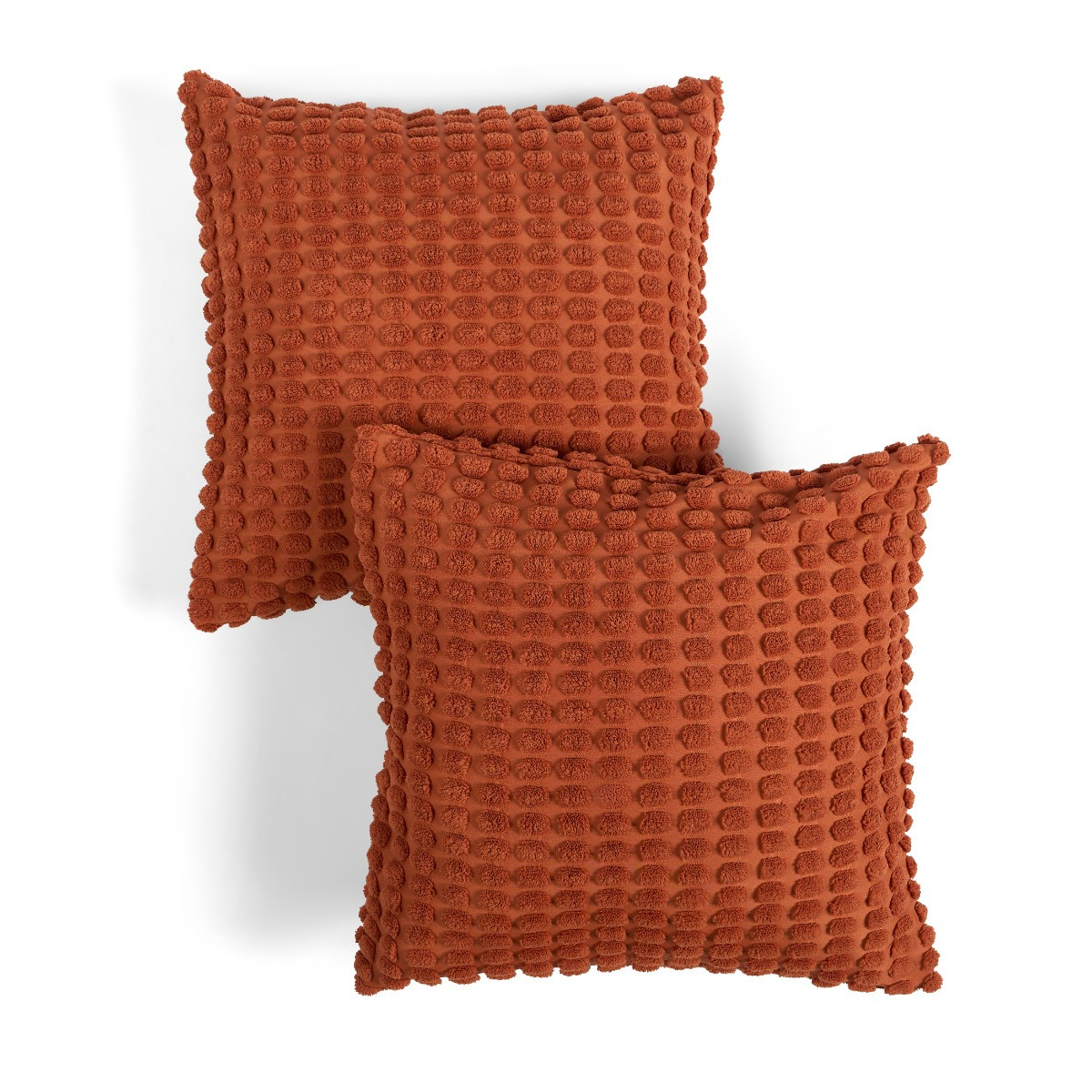 OHS 2 Pack Bobble Textured Cushion Covers, Rust - 45 x 45cm>