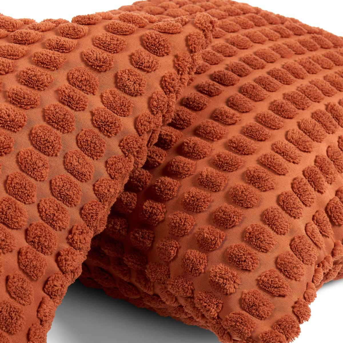 OHS 2 Pack Bobble Textured Cushion Covers, Rust - 45 x 45cm>