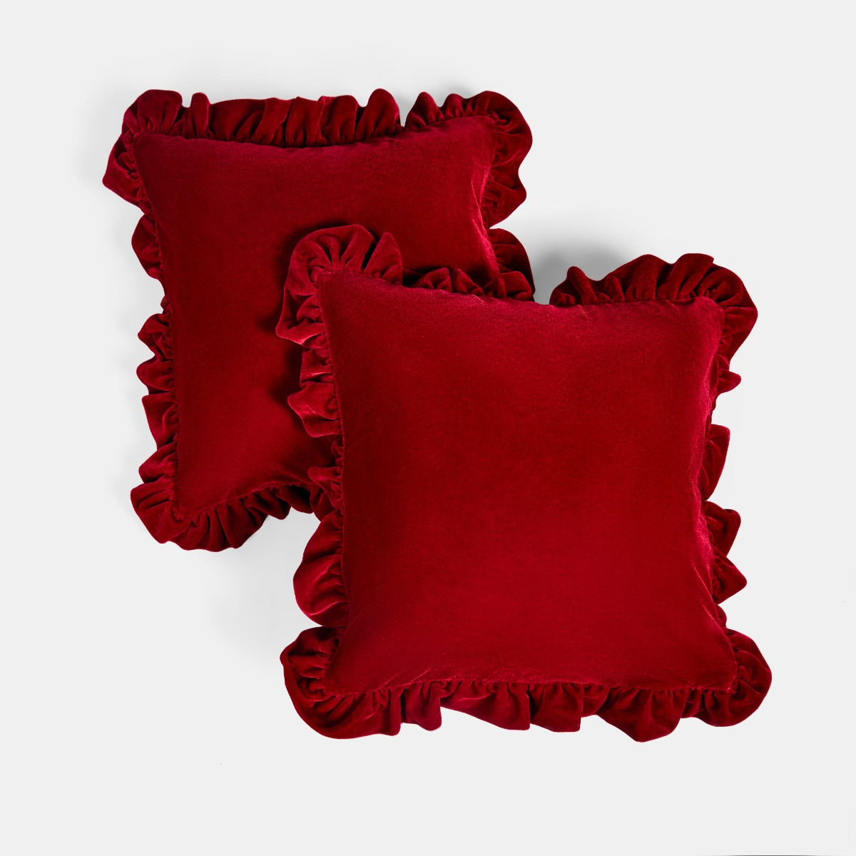 OHS 4 Pack Velvet Plush Cushion Cover - Red>