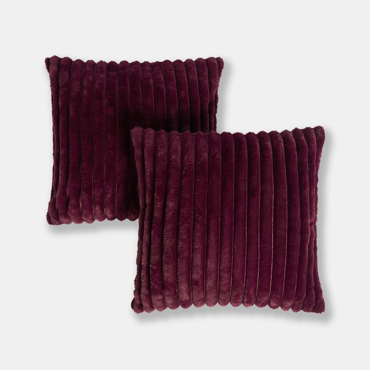 OHS Faux Fur Thick Ribbed Cushion Covers - Burgundy>