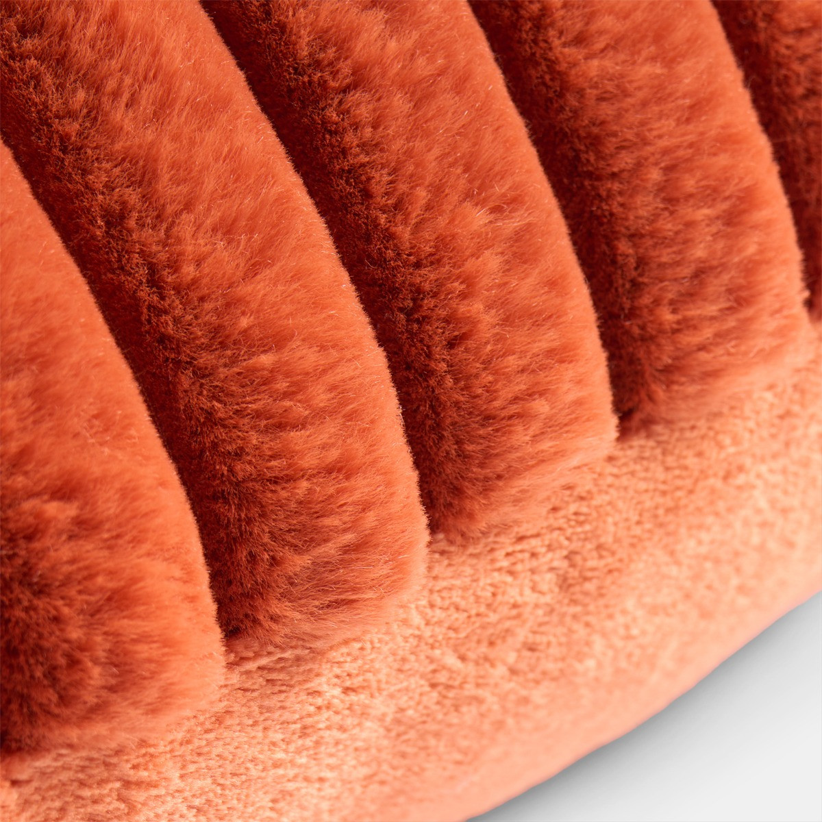 OHS Faux Fur Thick Ribbed Cushion Covers - Rust>