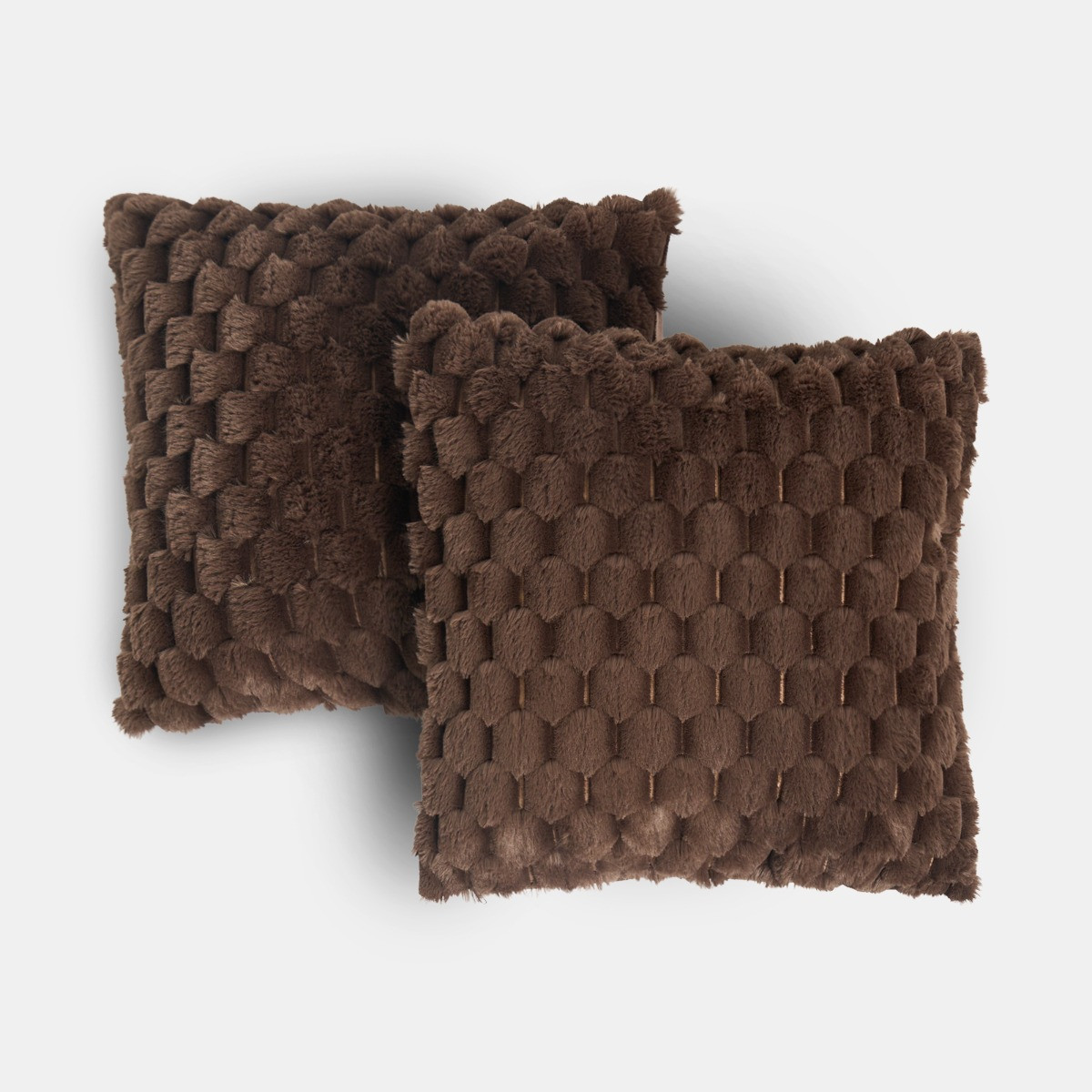 OHS Thick Faux Fur Waffle Cushion Covers - Chocolate>