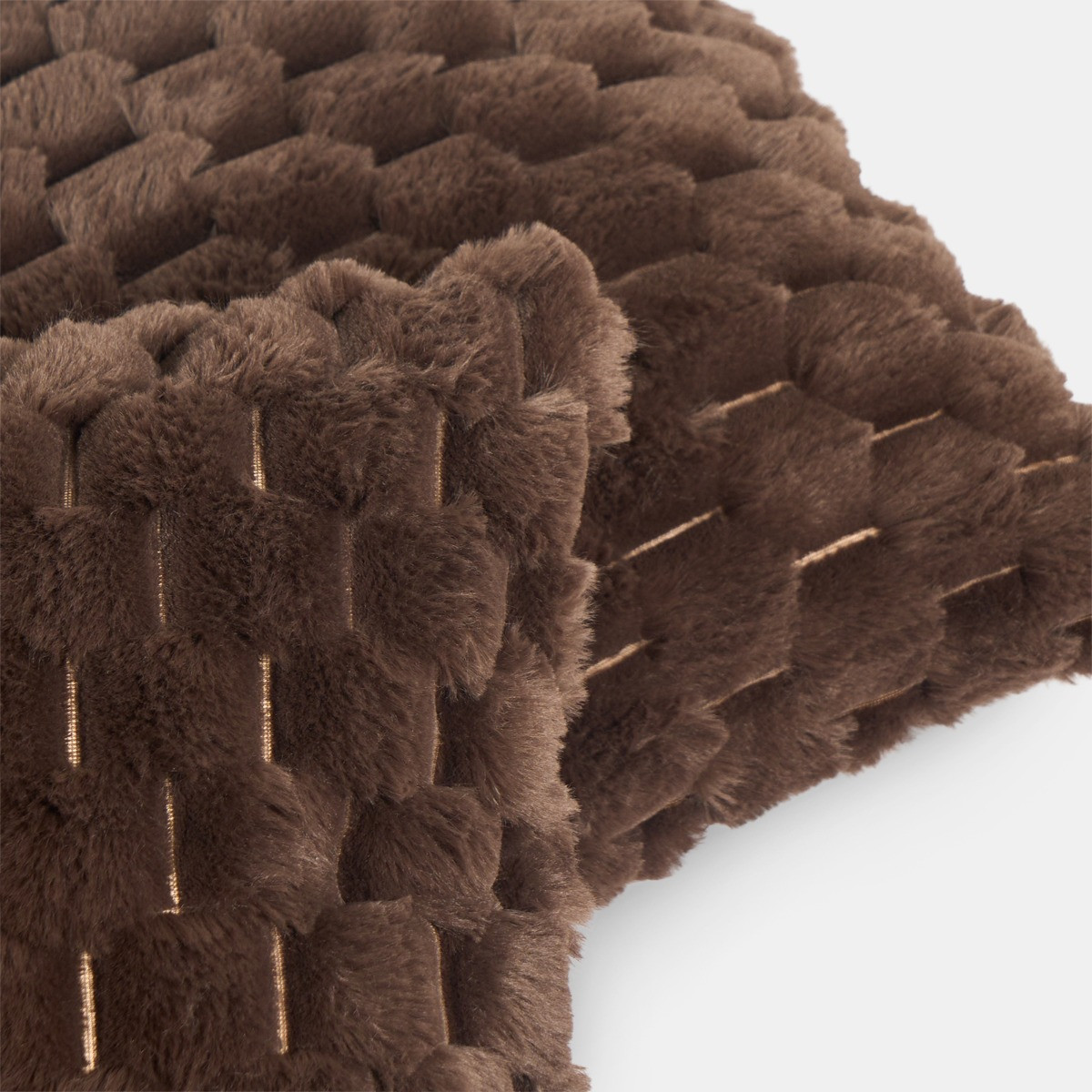 OHS Thick Faux Fur Waffle Cushion Covers - Chocolate>