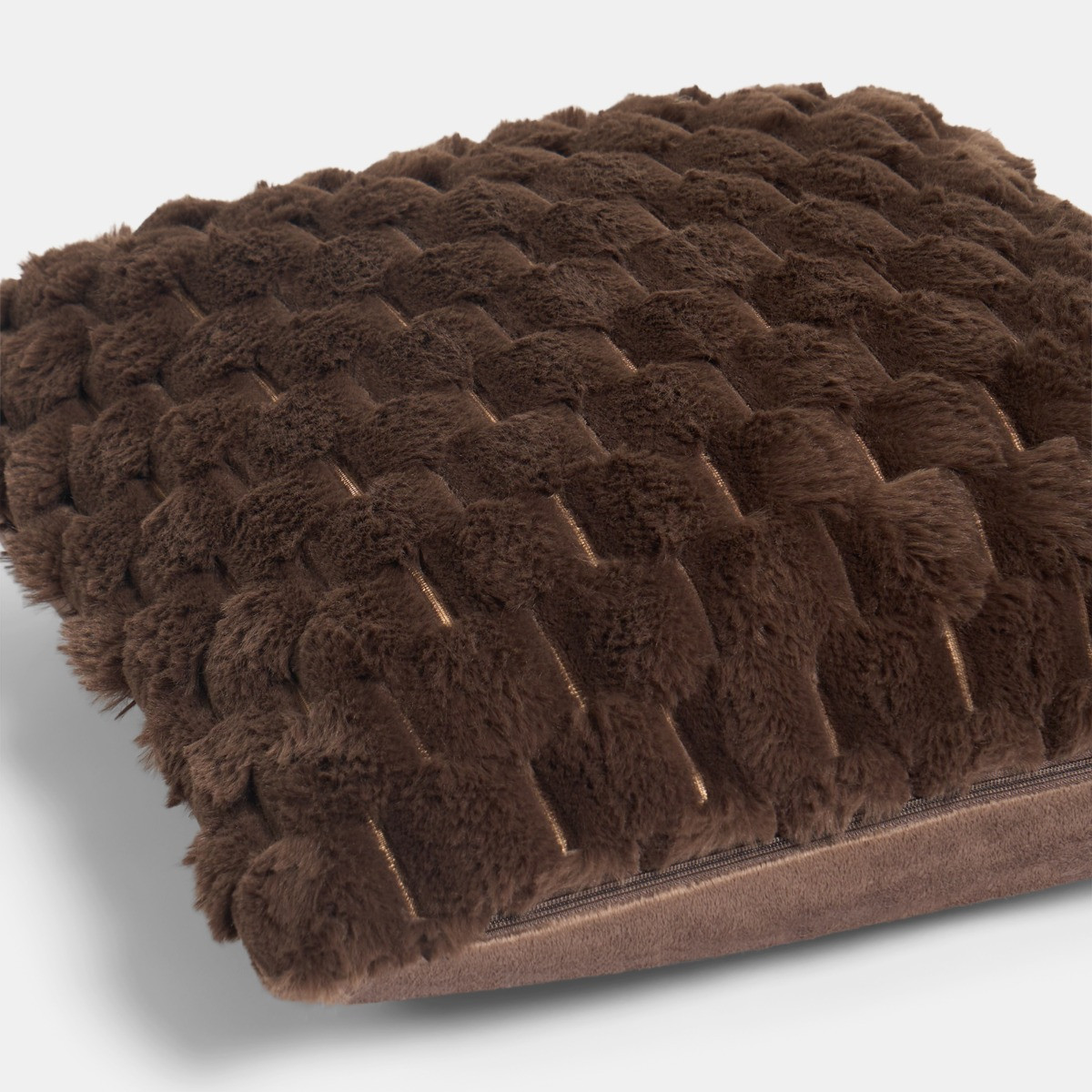 OHS Thick Faux Fur Waffle Cushion Covers - Chocolate>