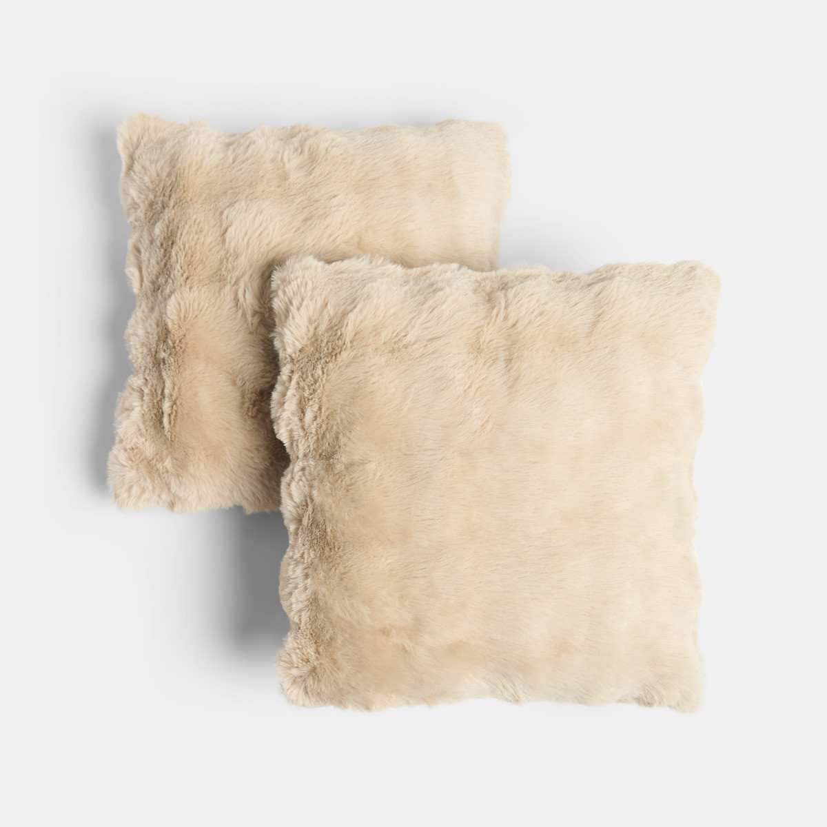 OHS Bubble Faux Fur Cushion Covers, Natural - 45 x 45cm>