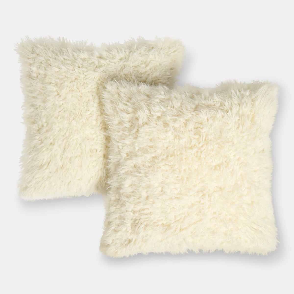OHS Sofia Faux Fur Cushion Covers, Cream - 45 x 45cm>