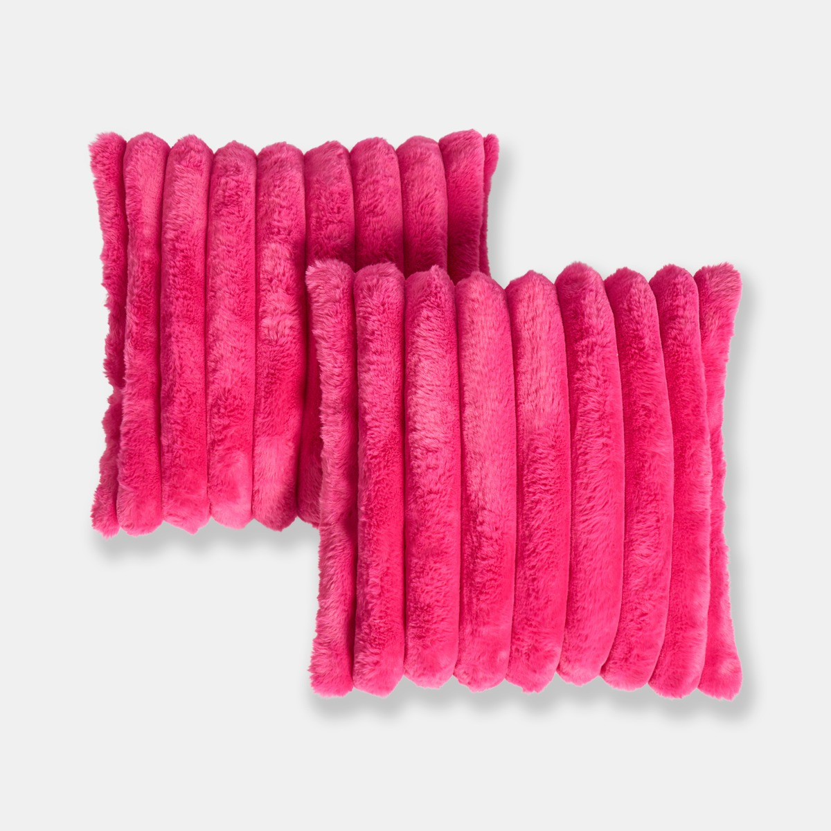 OHS Jumbo Faux Fur Rib Cushion Covers - Hot Pink>
