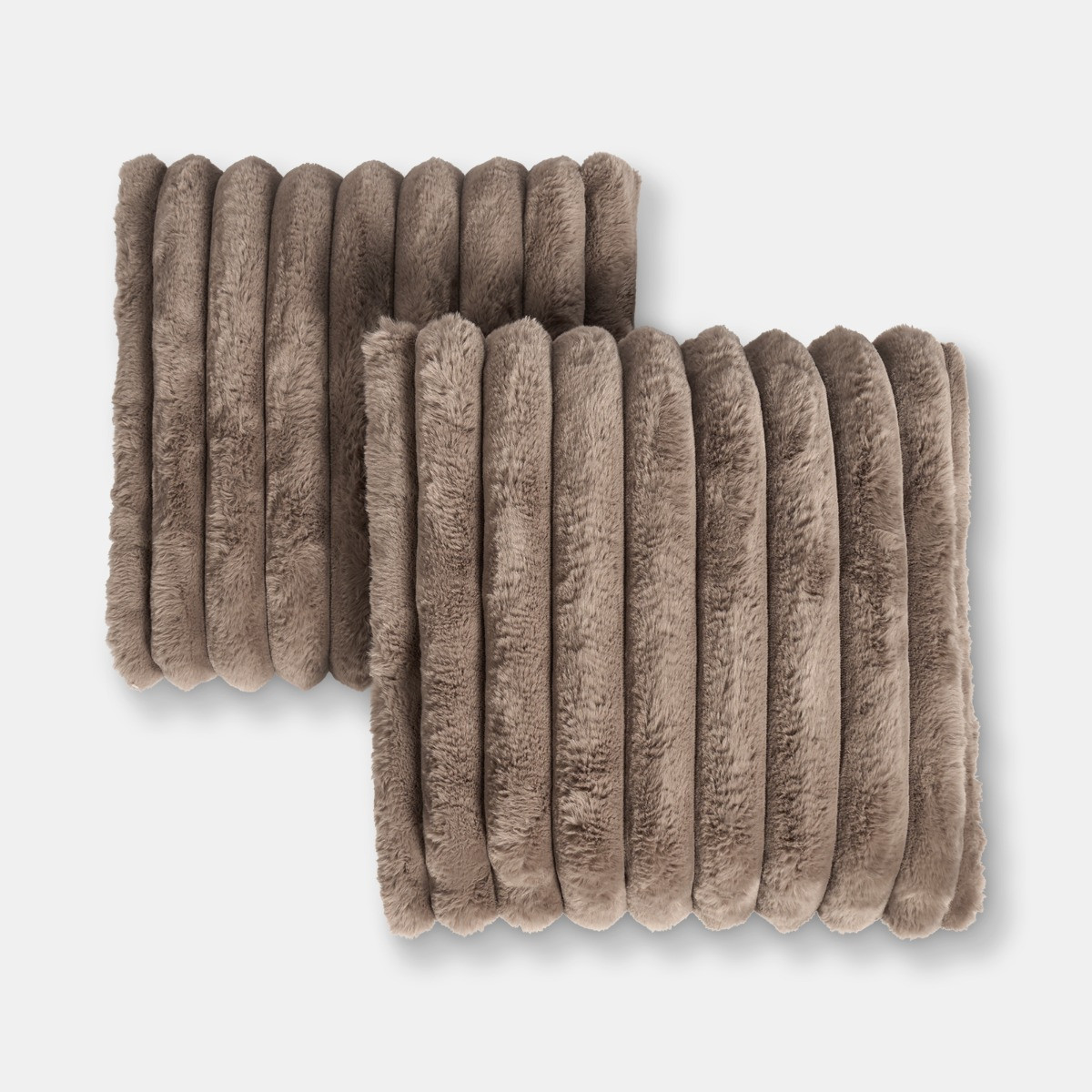 OHS Jumbo Faux Fur Rib Cushion Covers - Mink>