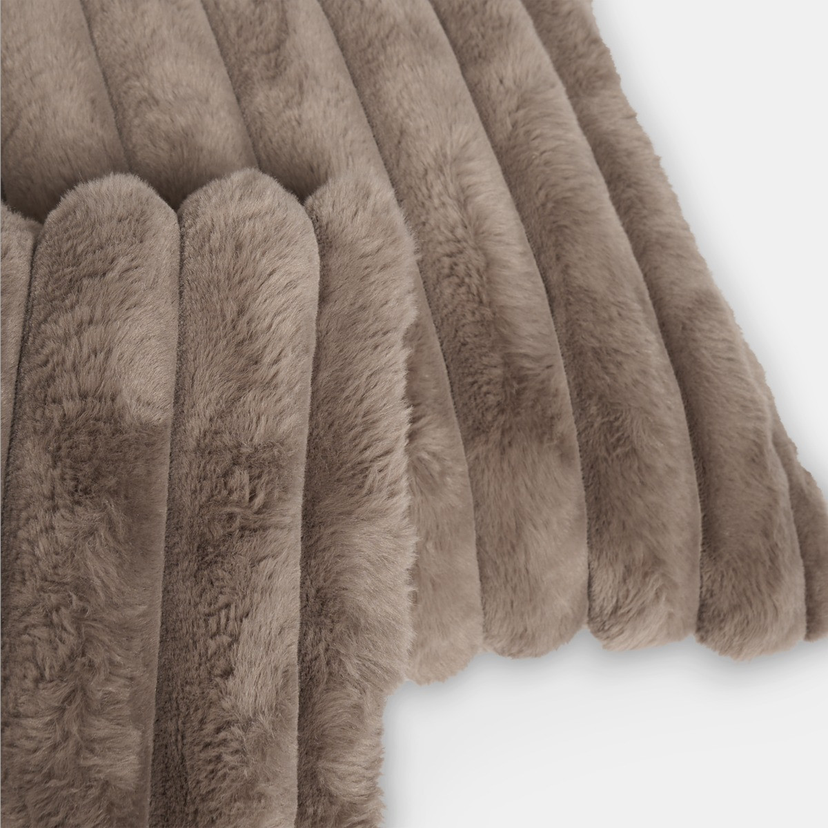 OHS Jumbo Faux Fur Rib Cushion Covers, Mink - 45 x 45cm>