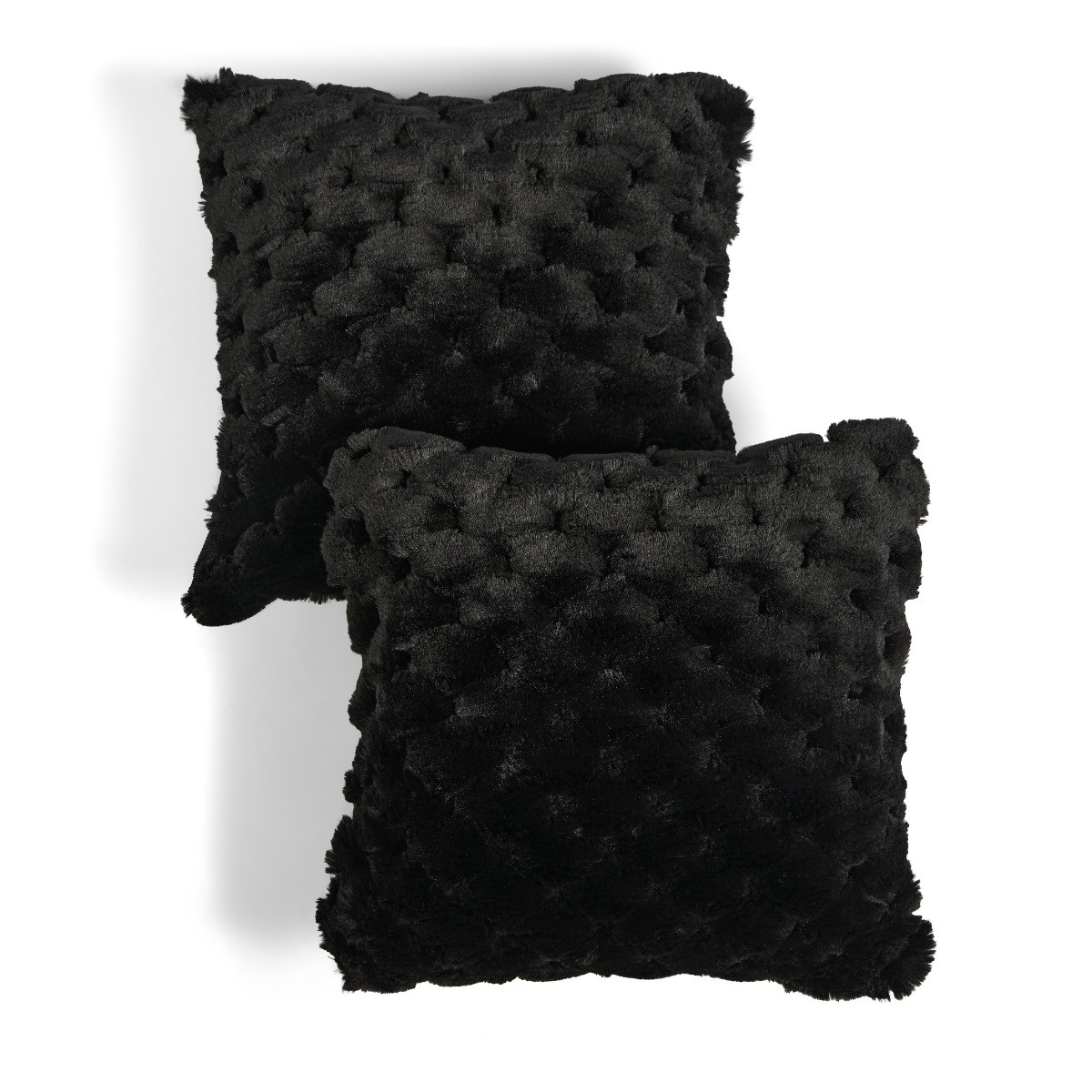 OHS Jumbo Waffle Fur Cushion Cover - Black>