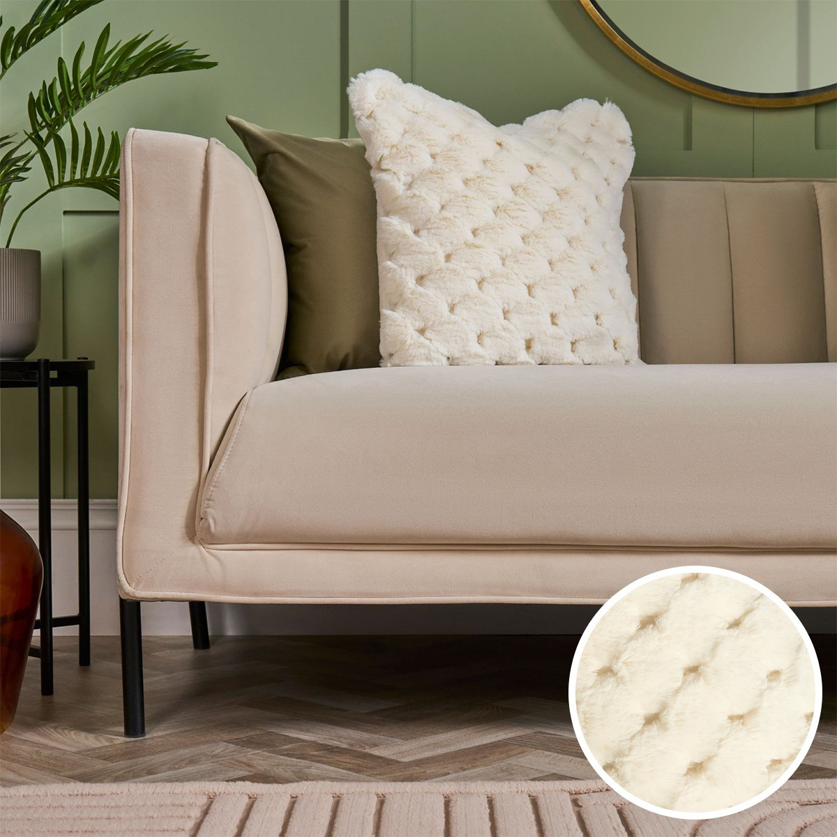 OHS Jumbo Waffle Fur Cushion Cover, White - 45 x 45cm>