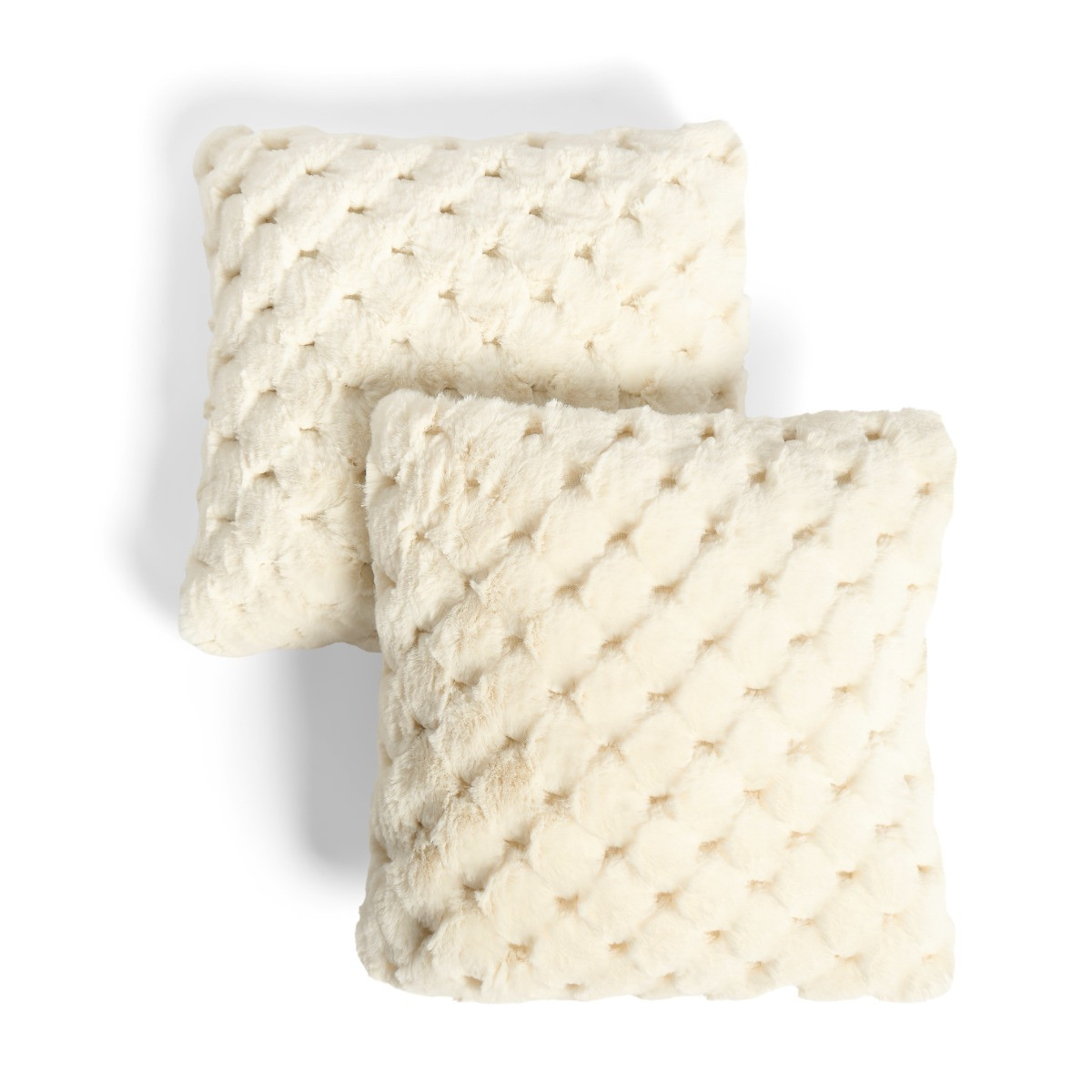 OHS Jumbo Waffle Fur Cushion Cover - White>
