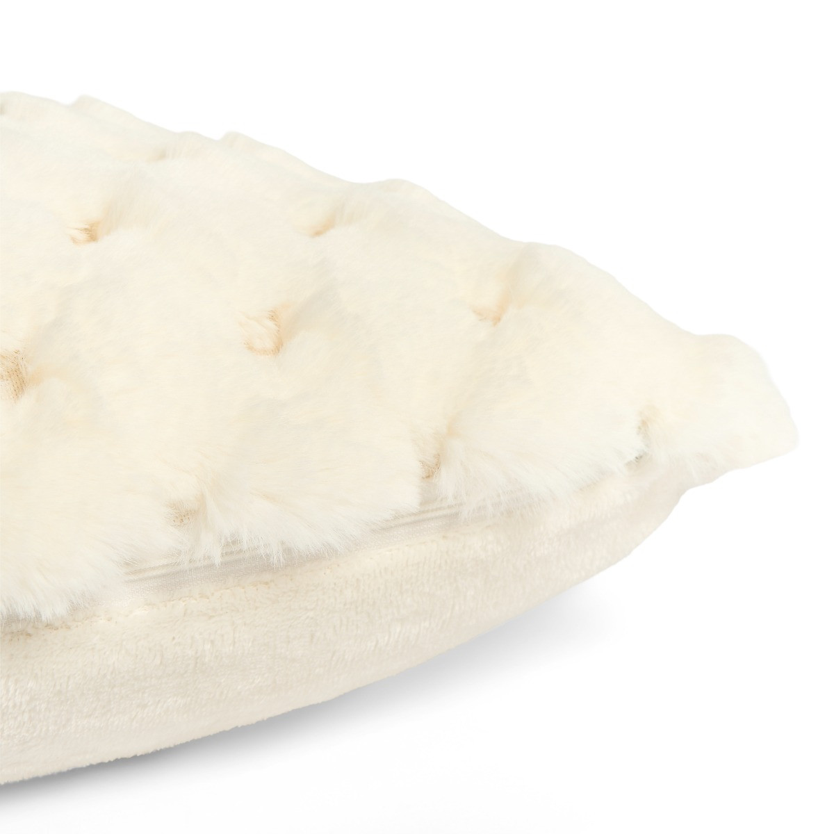 OHS Jumbo Waffle Fur Cushion Cover - White>