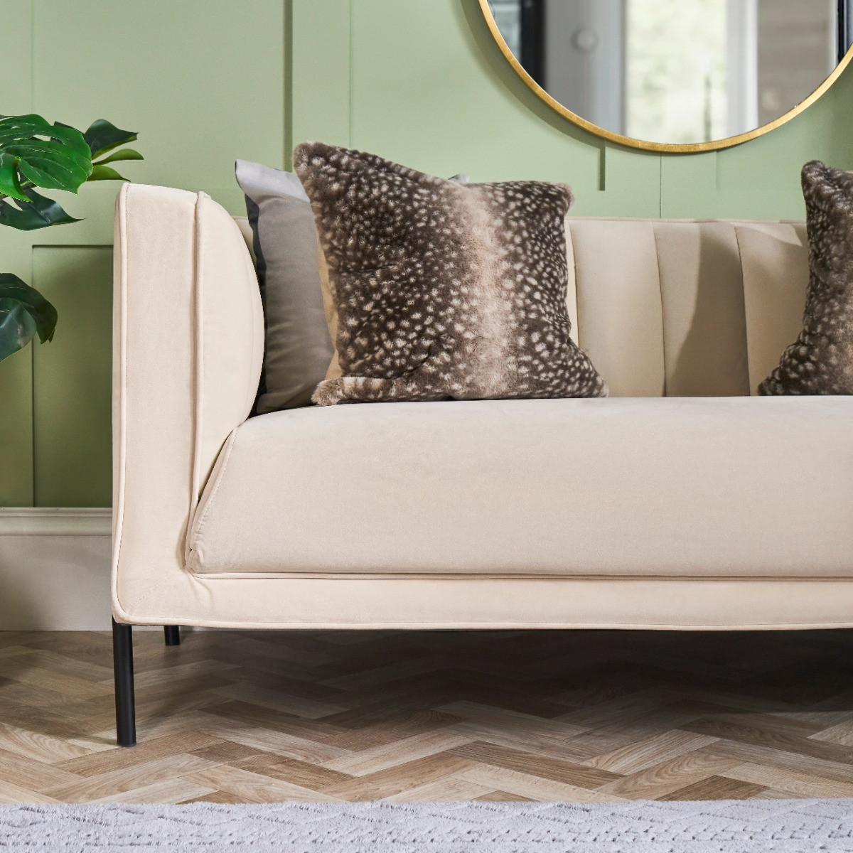 OHS Fawn Faux Fur Cushion Covers - Mink/White>