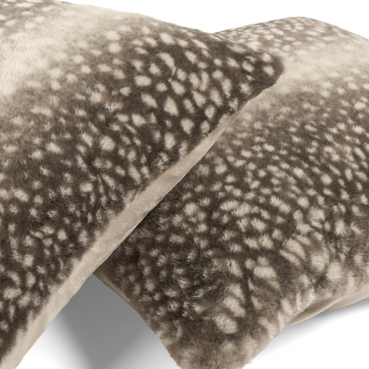 OHS Fawn Faux Fur Cushion Covers - Mink/White>