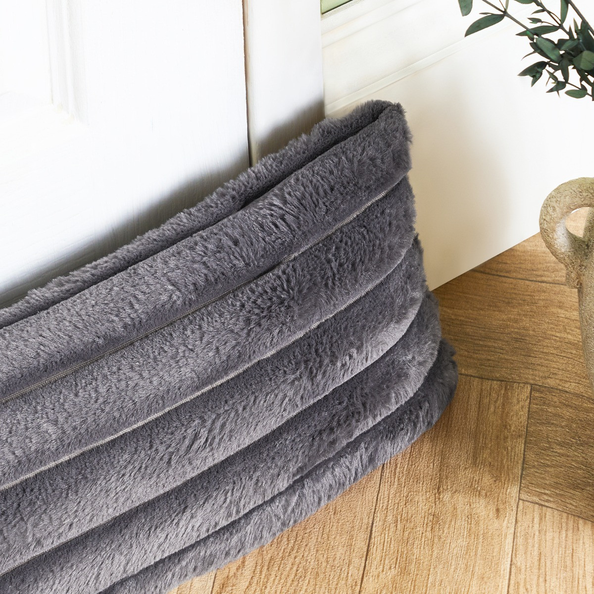 OHS Ribbed Fur Draught Excluder - Charcoal >