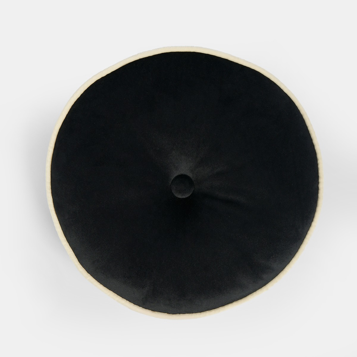 OHS Velvet Round Shaped Cushion, Black/Cream>