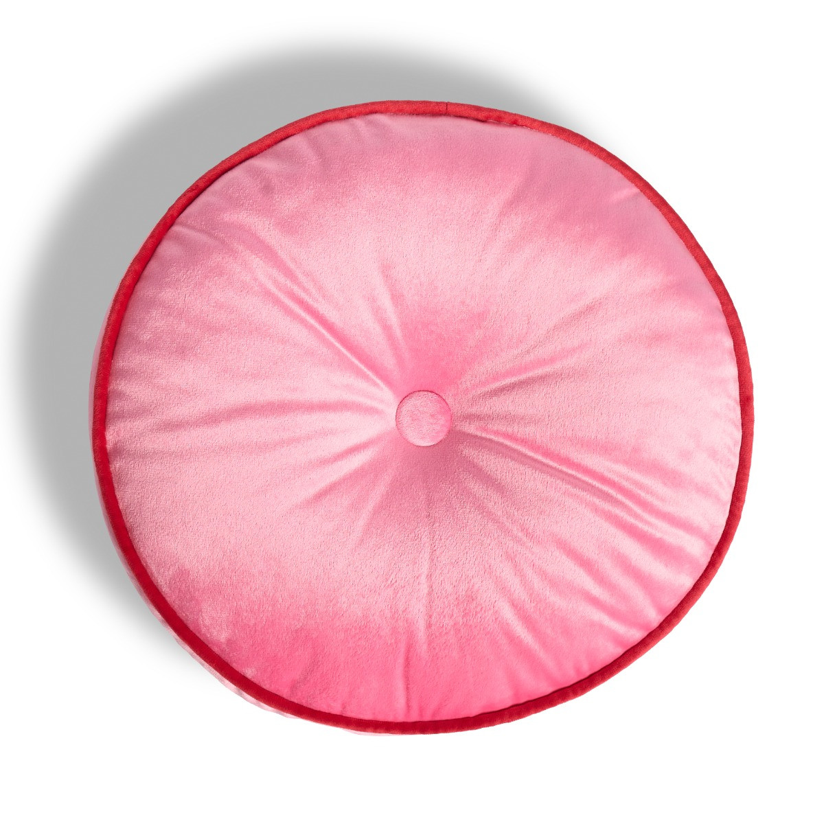 OHS Velvet Round Shaped Cushion - Pink/Red>