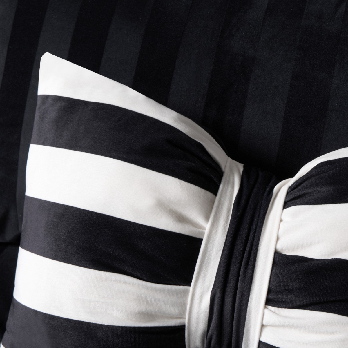 OHS Striped Bow Shaped Cushion - Monochrome>