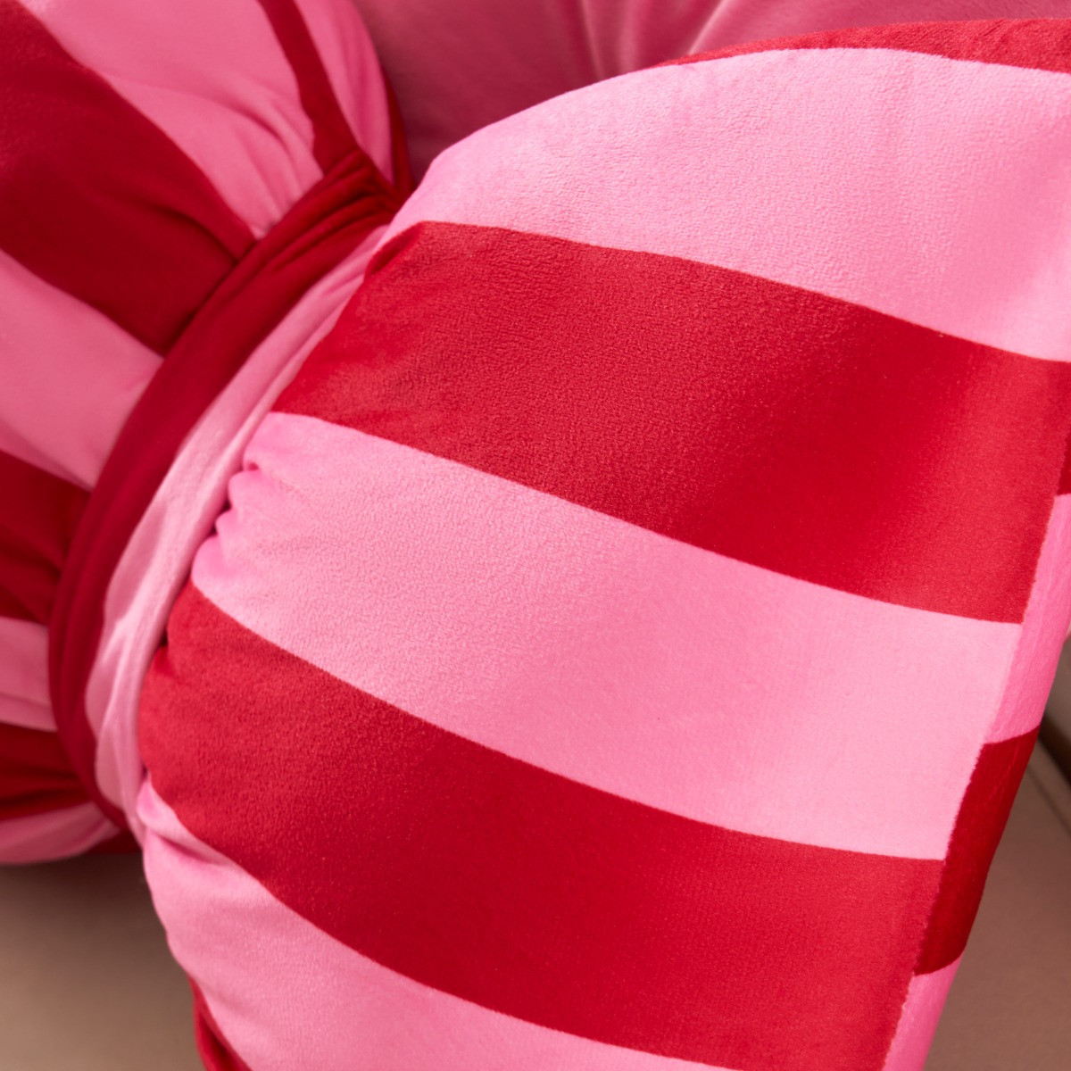 OHS Striped Bow Shaped Cushion - Pink/ Red>
