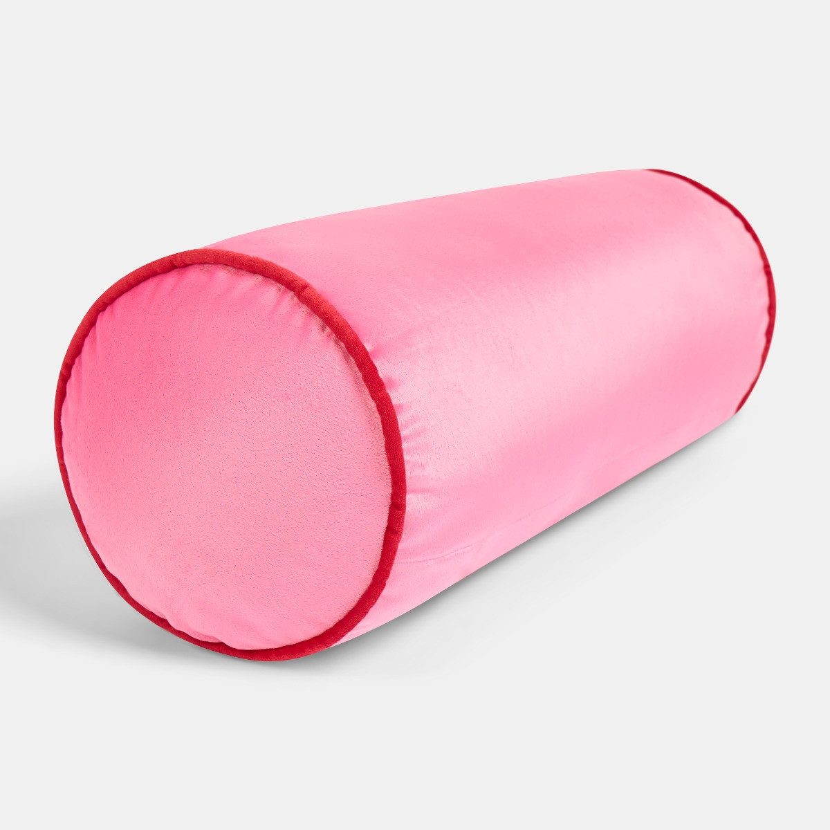 OHS Matte Velvet Bolster Cushion - Pink/Red >