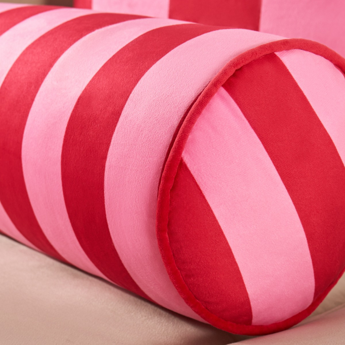 OHS Stripe Bolster Pillow  - Pink/Red>
