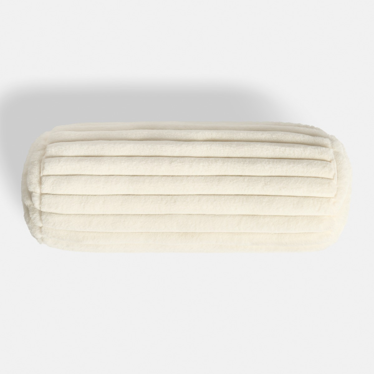 OHS Faux Fur Ribbed Bolster Pillow - Cream>
