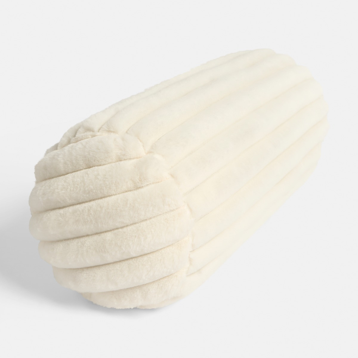 OHS Faux Fur Ribbed Bolster Pillow - Cream>