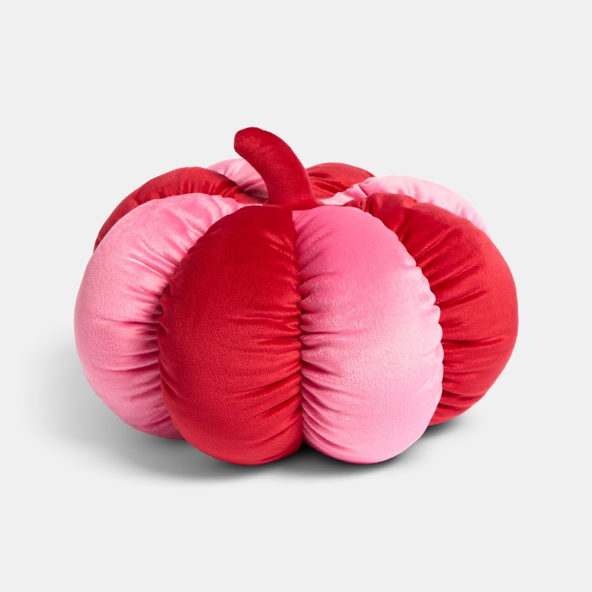 OHS Velvet Stripe Pumpkin Cushion - Pink/Red>
