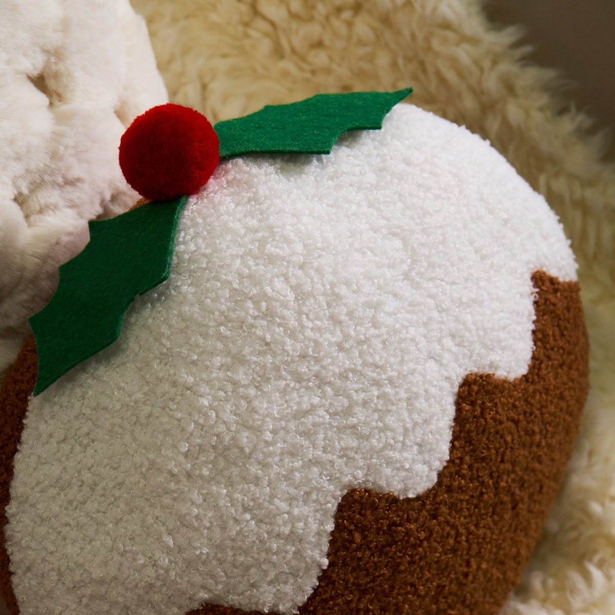 OHS Christmas Pudding Shaped Cushion - Brown>