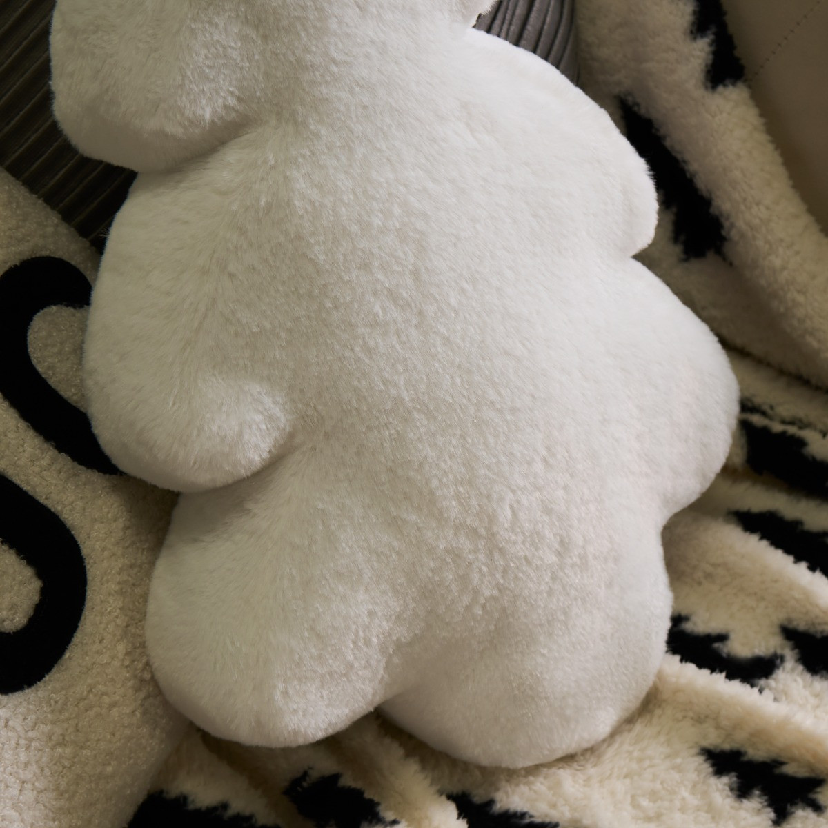 OHS Faux Fur Winter Tree Cushion - White>