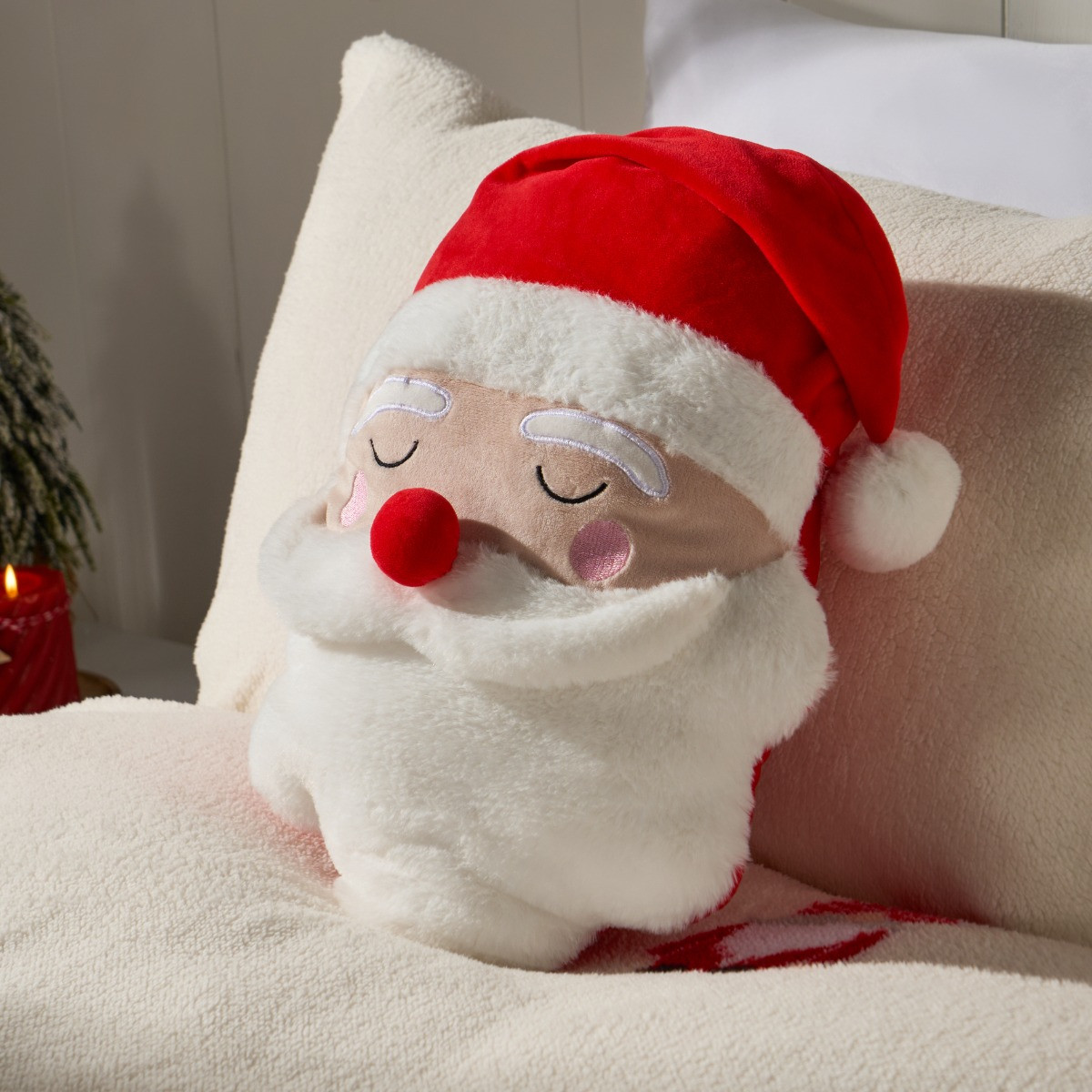 OHS Santa Shaped Cushion - Red>